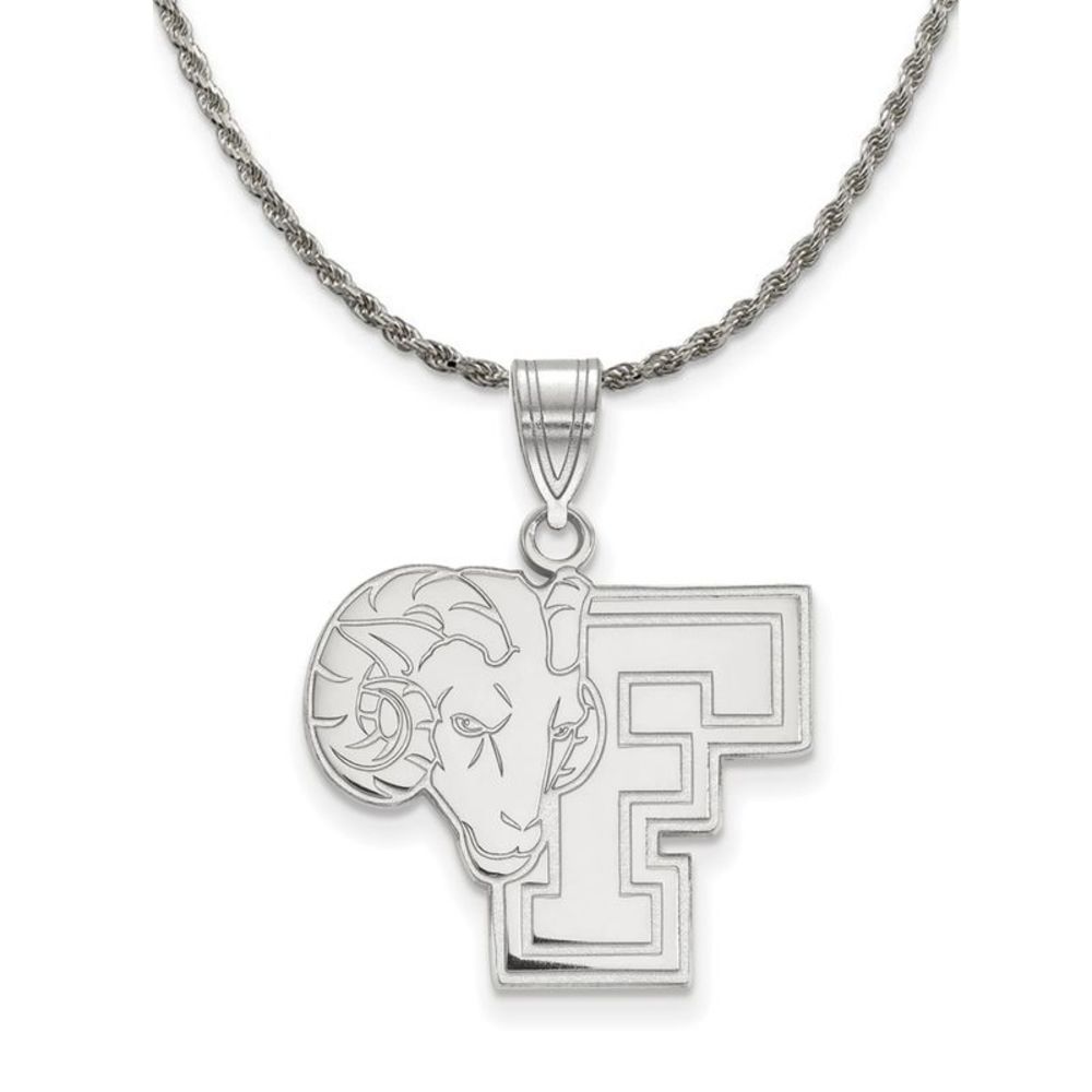 Sterling Silver Fordham U Large Logo Necklace - 20 Inch